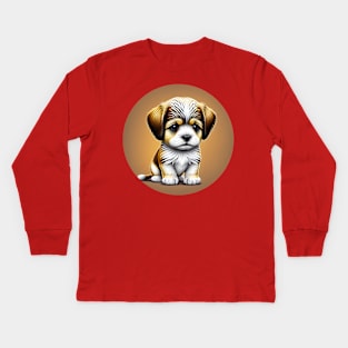 Havanese Puppy Dog with a Brown Fur Coat and White Markings Kids Long Sleeve T-Shirt